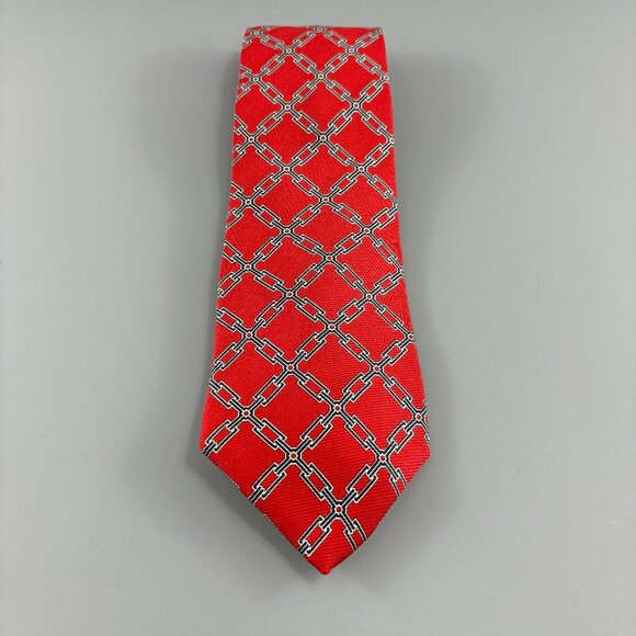 Tom James Innocenti Red / Black Chain Design Men's Tie 4" x 60" - Picture 1 of 4
